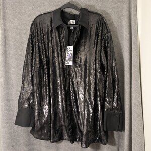 New! Plus Size 2x Sequined Black Jacket 64" Chest